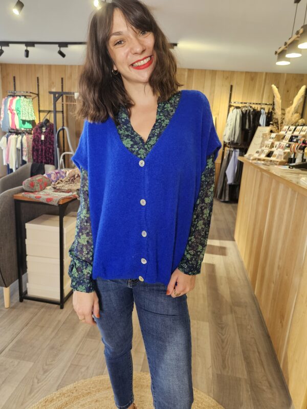 Chemise Laura bleu marine et verte – Image 3