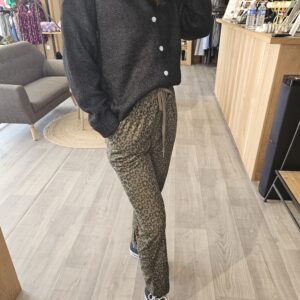 Pantalon velours léopard kaki Raphael