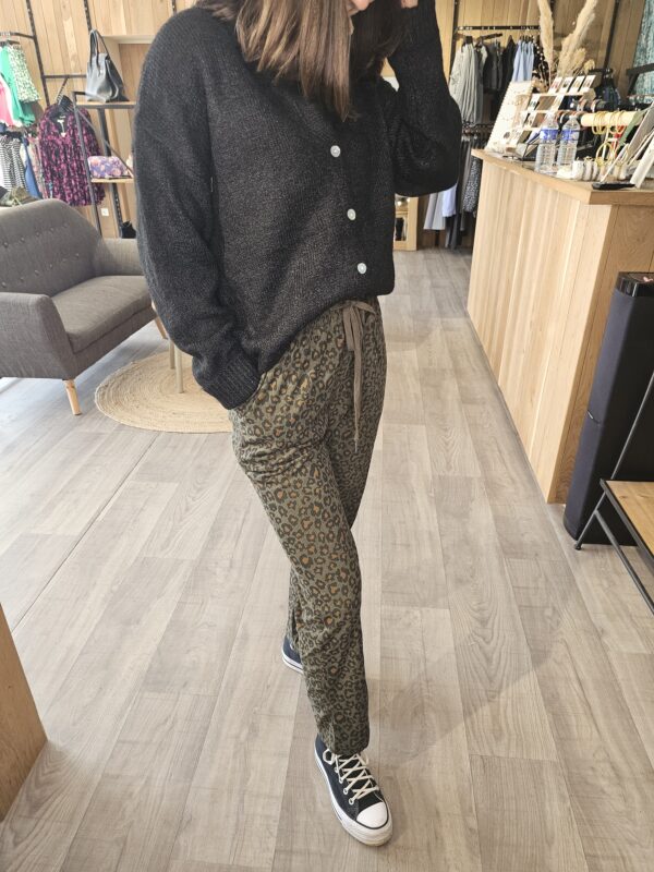 Pantalon velours léopard kaki Raphael