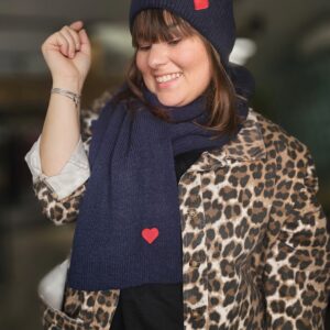 Ensemble Bonnet et Écharpe Coeur Bleu Marine