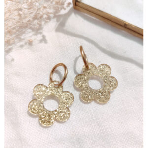 Boucle d'oreille fleur à paillette